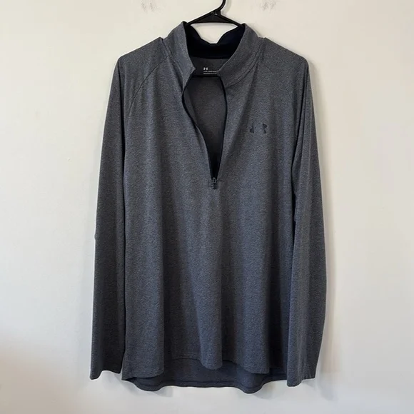 Under Armour Men’s Tech 1/2 Zip Long Sleeve Carbon Heather/Black Size XL - Picture 5 of 11